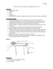 Rotational Motion And Angular Momentum Lab Docx A Ap