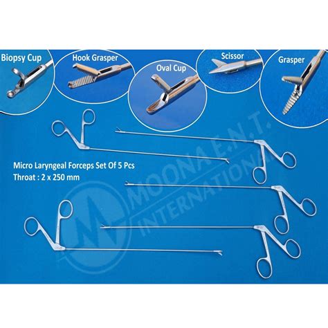 Ent Micro Laryngeal Forceps 5 Pieces 250 Mm X 2 Mm Ent Throat
