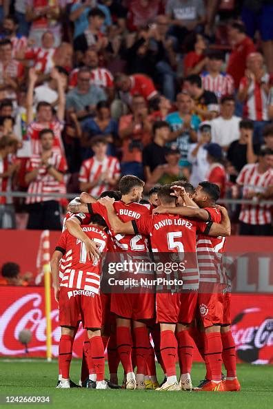 Girona players celebrate their second goal during the La Liga... News ...