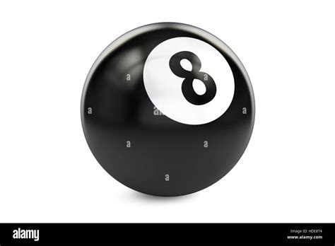 Billiard Black Eight Ball 3d Rendering Isolated On White Background
