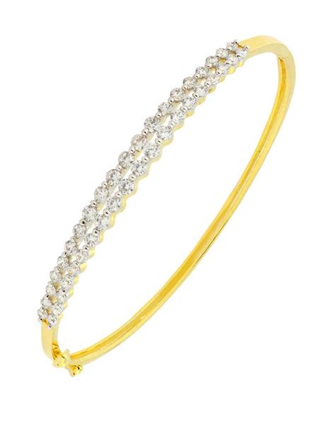 Classic Glossy Gold Plated American Diamonds Openable Bangle Bracelet