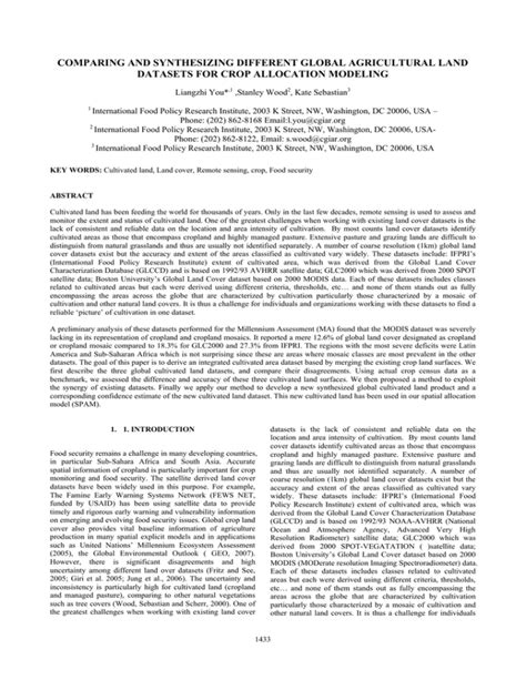 Comparing And Synthesizing Different Global Agricultural Land