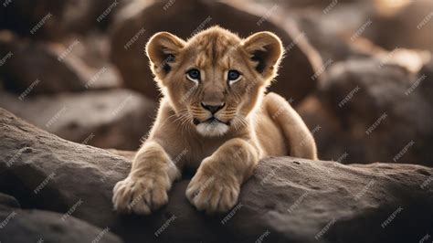 Premium AI Image | lion cub in cave