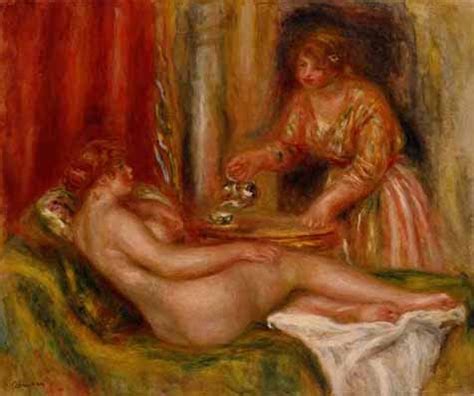 Reclining Nude And Servant Serving Tea Pierre Auguste Renoir