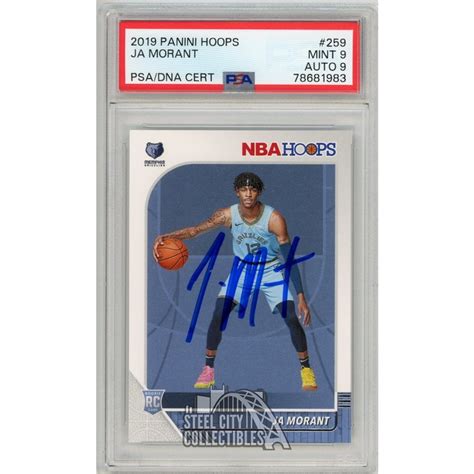 Ja Morant Panini Hoops Autograph Rookie Card Psa Psa Dna