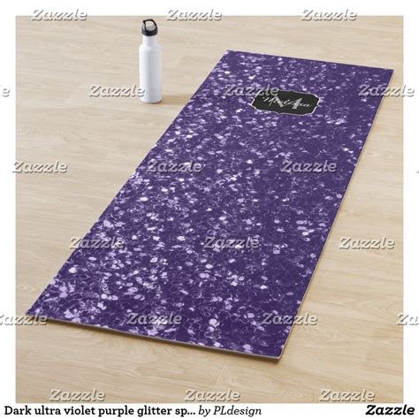 Dark Ultra Violet Purple Glitter Sparkles Monogram Yoga Mat Unique Yoga