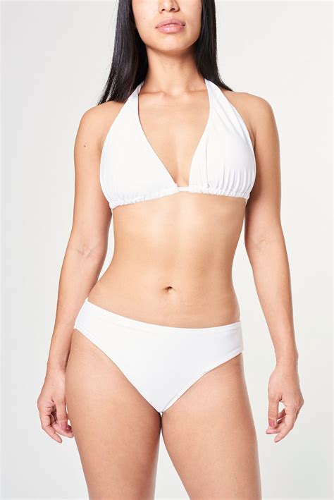 Women S Halterneck Bikini White Swimwear Free Photo Rawpixel