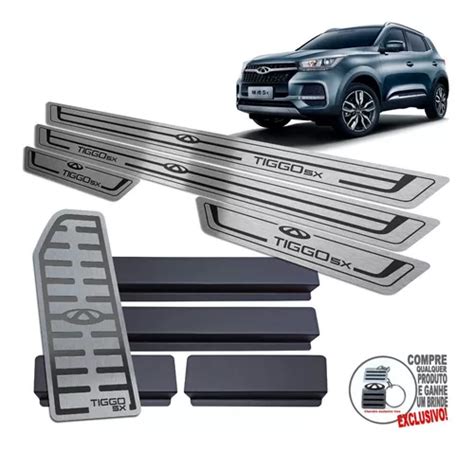 Soleiras Aço Inox Vinil Descanso Chery Tiggo 5x 2021 Parcelamento