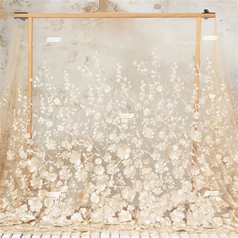 Elegant Nude 3D Flower Embroidery Lace Fabric OneYard