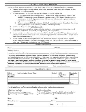 Fillable Online Concurrent Enrollment Form EWU Global Fax Email Print