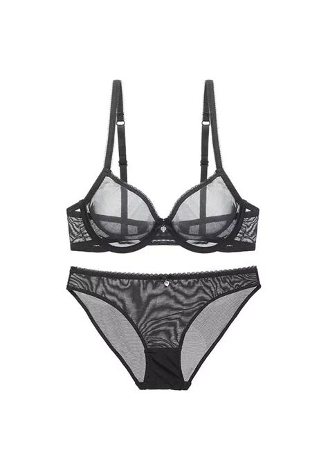 Buy ZITIQUE Women S See Through Sexy Mesh Lingerie Set Bra And Panty Black Online