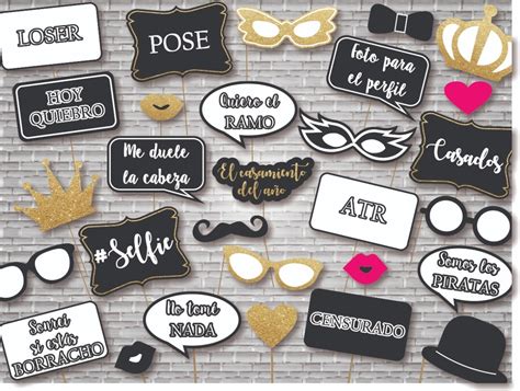 Kit Imprimible Casamiento 60 Photo Props Carteles Glitter BlueBox