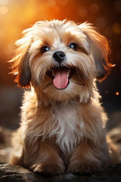 Premium Ai Image Happy Shih Tzu Dog Sitting And Wagging Its Tail