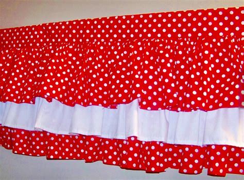 THREE TIERS VALANCE.Red and white polka dot Valance, Ruffled Valance ...