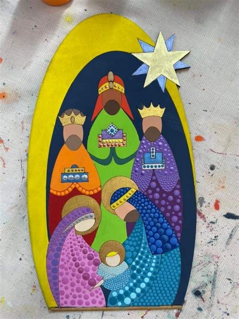 An Image Of The Birth Of Jesus On Wood