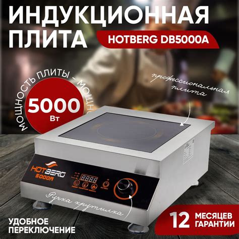 Настольная индукционная плита электрическая одноконфорочная, 5000 Вт ...