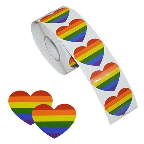 Rainbow Flags Gay Pride Stickers Count Love Rainbow Stickers Roll In Heart Shaped Pride Flag