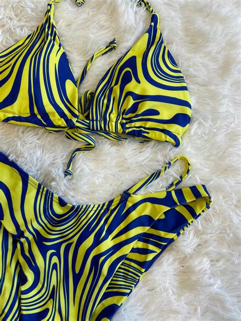 Bikini Malla Amarillo Zebra Azul Saldos Vip Tienda Virtual