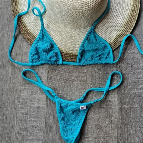 Wicked Weasel Swim Wicked Weasel Diamond Lace Rarevintage Thong Bikini Top Medium Bottoms
