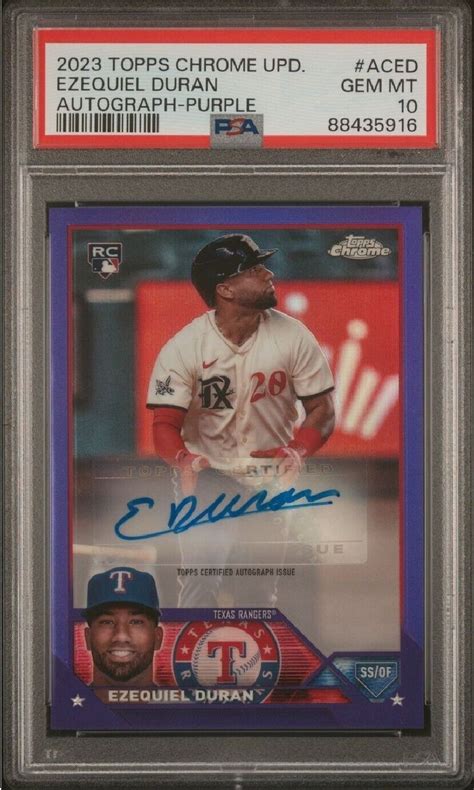 2023 Topps Chrome Update Purple Ezequiel Duran Rookie Auto 147 250 PSA