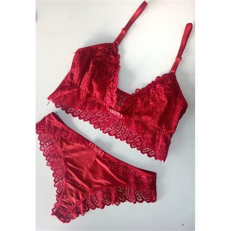 Conjunto Lingerie Sem Bojo Calcinha Renda Langerie Sexy Sensual Shopee Brasil