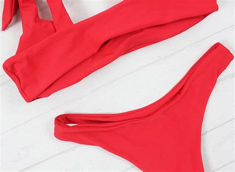 Custom Solid Color Tied Bow Knot Straps Sexy Bikini With Wholesale Price Buy Sexi Hot Bikini