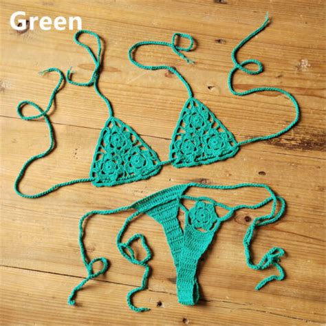 Crochet Mini Bikini Sunbathing Beach Micro Swimwear Cotton Sexy Lingerie Set Ebay