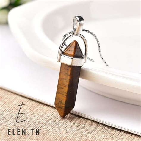 Collier Crystal Tigers Eye Cha Ne Acier Inoxydable Elen Store Tunisie