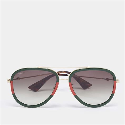 Gucci Greenblack Gradient Web Gg0062s Aviator Sunglasses Gucci The