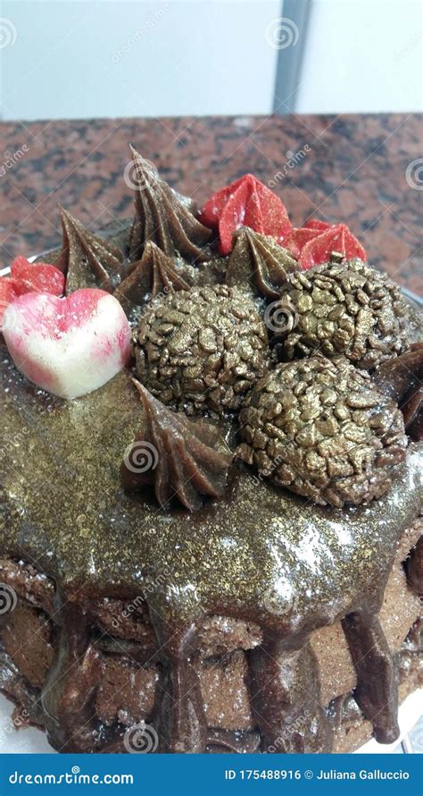 Naked Cake Chocolate Toppings Stock Photo Image Of Dish Food