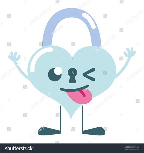 Colorful Funny Heart Padlock Kawaii Arms Stock Vector Royalty Free