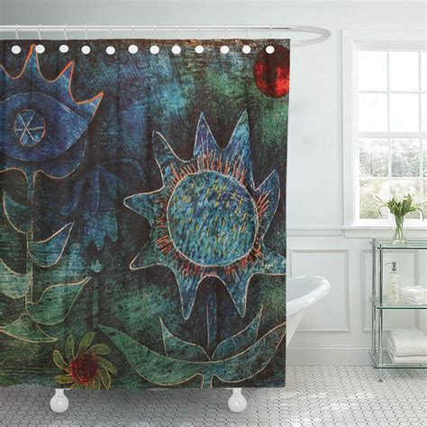 Atabie Paul Abstract Flowers At Klee Botanical Greens Blues Peacock Shower Curtain 66x72 Inch