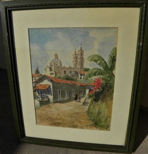 Taxco Mexico Vintage Watercolor Santa Prisca Church Item