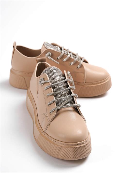 Kendal Nude Gümüş Taşlı Günlük Kullanım Spor Ayakkabı