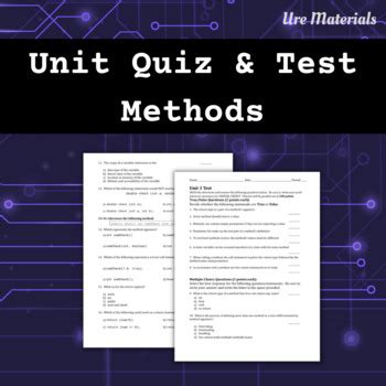 APCS Unit 3 Quiz And Test On Methods By Ure Materials TPT