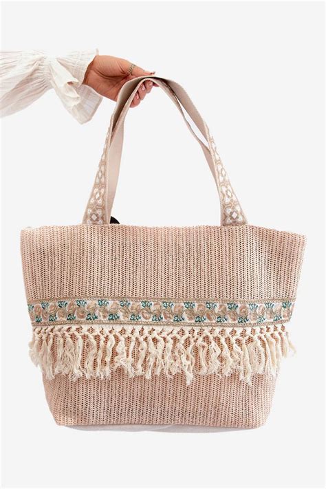 Velká plážová taška Nude s třásněmi model Kesi Luxusní prádlo cz