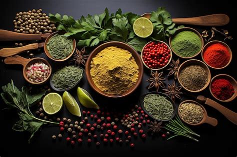 Premium Ai Image Top View Spices In Spoons