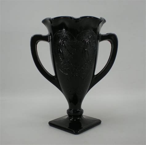 1930s Black Amethyst Depression Glass Vase L E By Oldetymestore