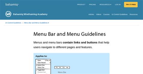 Menu Bar And Menu Guidelines Wireframing Academy Balsamiq