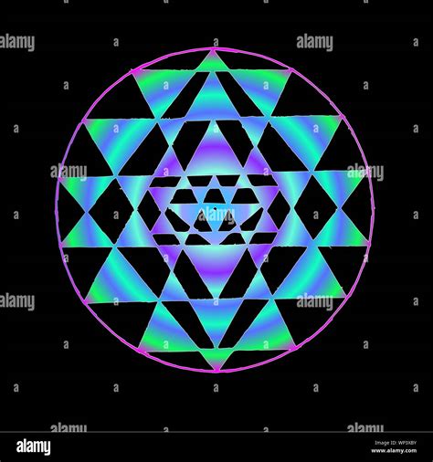 Color Illustration Of Shri Yantra Triangles And Concentration