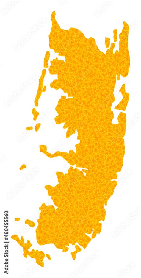 Vector Gold map of Pemba island. Map of Pemba island is isolated on a white background. Gold ...