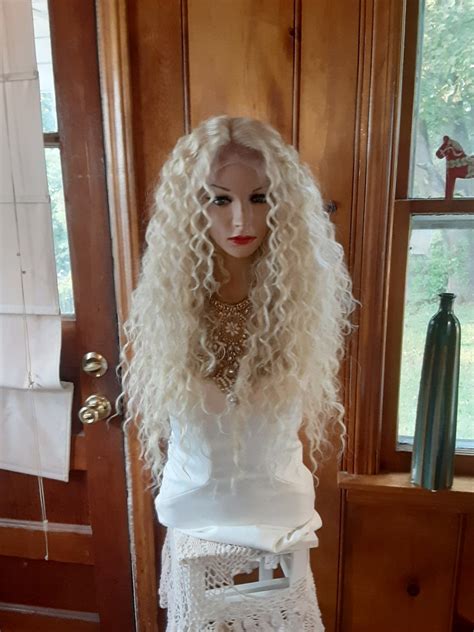 Blonde Lace Front Wig Curly Etsy