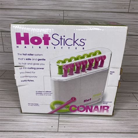 CONAIR HOT STICKS 14 FLEXIBLE RODS ROLLERS CURLERS HS18G GREEN PINK