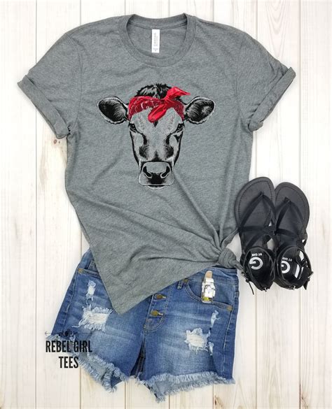 Cow Bandana Cow Shirt Cow Print Farm Shirts Farm Shirt Etsy