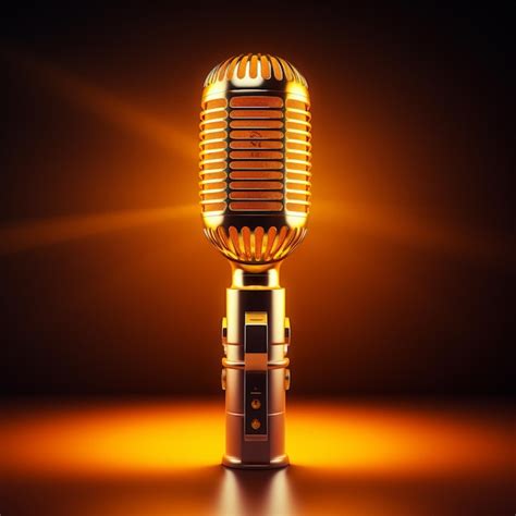 Premium AI Image | a microphone with a bright light behind it in the ...