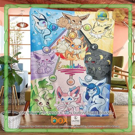 HOT Eevee Evolution Anime Pokemon Blanket Shower Curtain Boxbox Branding Luxury T Shirts