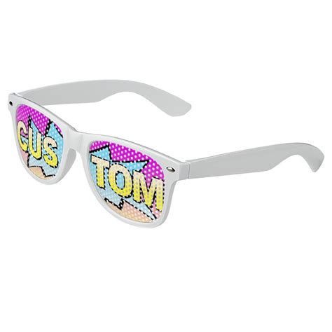 Logo Lenses Custom Printed Lenses Retro Sunglasses White