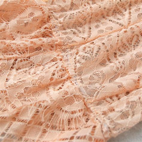 Charming Apricot V Neck Spaghetti Strap Lace Nightwear Bodysuit Teddy Lingerie N