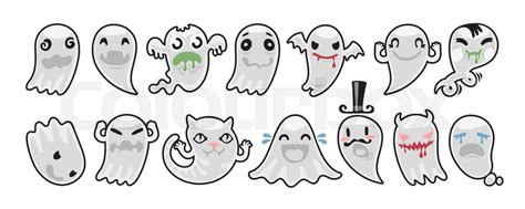 Halloween Ghost Stickers Collection Stock Vector Colourbox