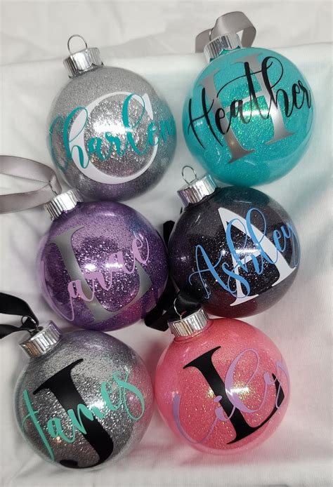 Personalized Glitter Christmas Ornaments Personalized Ts Etsy